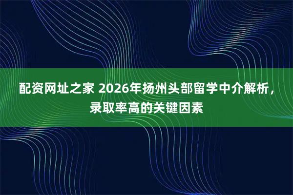 配资网址之家 2026年扬州头部留学中介解析，录取率高的关键因素